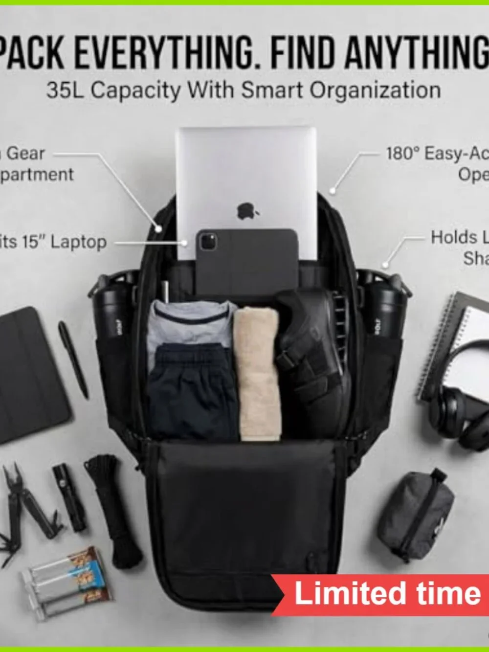 35L Tactical Gym Backpack 1000D Waterproof Oxford MOLLE Laptop Pockets